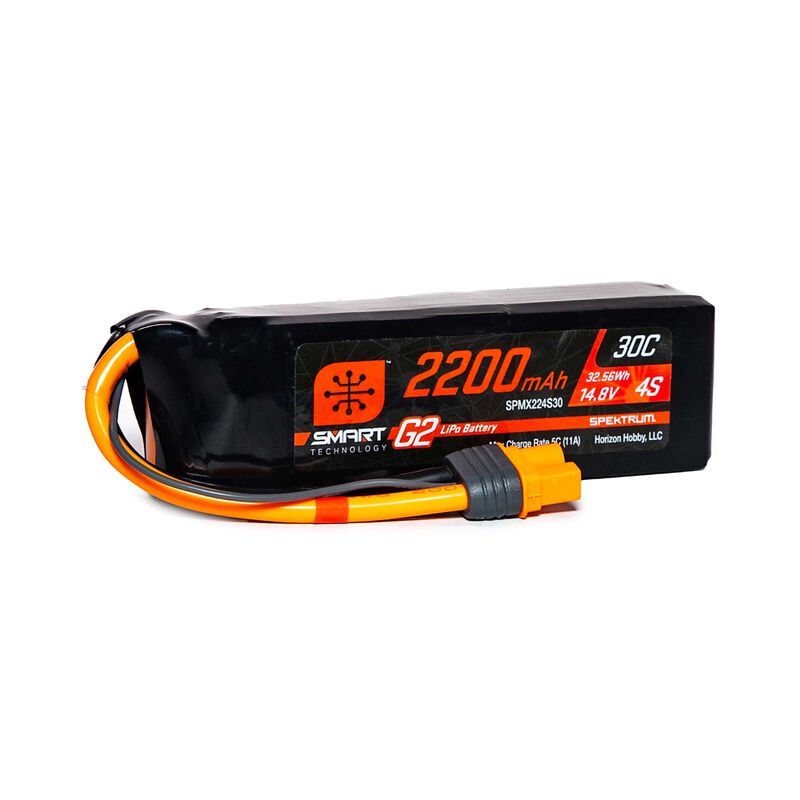 14.8V 2200mAh 4S 30C Smart G2 LiPo Battery: IC3