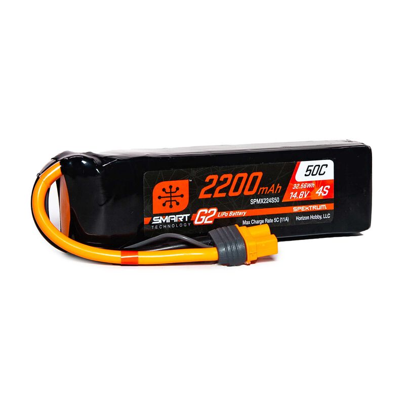 14.8V 2200mAh 4S 50C Smart G2 LiPo Battery: IC3
